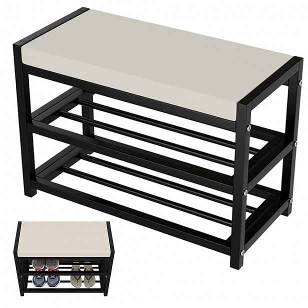Čalouněná Lavice Botník Sedák Loft 80 CM Krémová Pu