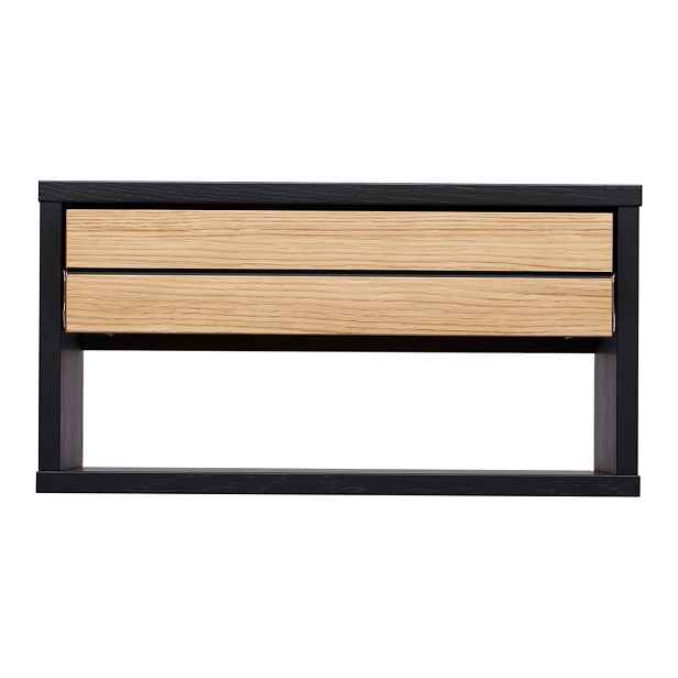 Černý/v přírodní barvě závěsný noční stolek v dekoru dubu Stripe – Woodman