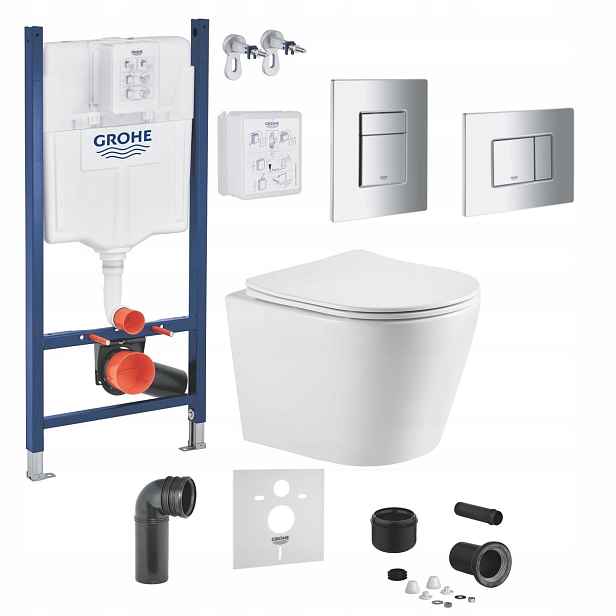 Grohe Wc mísa Tornado s deskou a tlačítkem – podomítkový set Premium