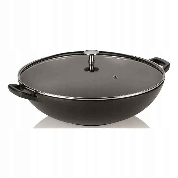Kela Calido Wok s poklicí litinový, 36 cm, černá