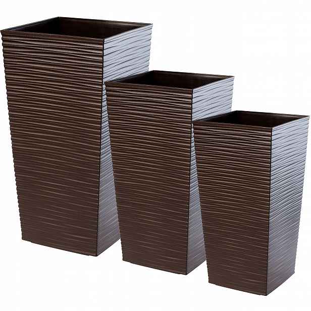 Set 3x Květináč Vložka Mokka Dláto Velká