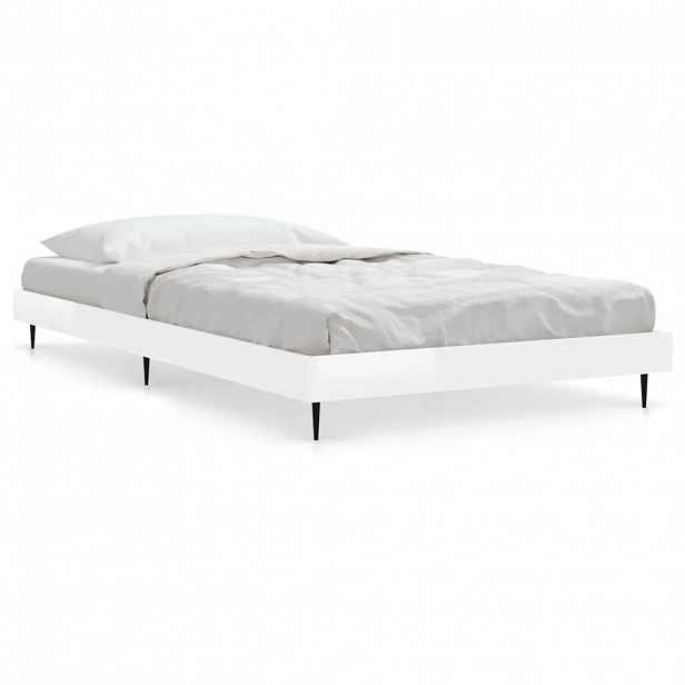 vidaXL Rám postele bílý s vysokým leskem 90 x 200 cm kompozitní dřevo