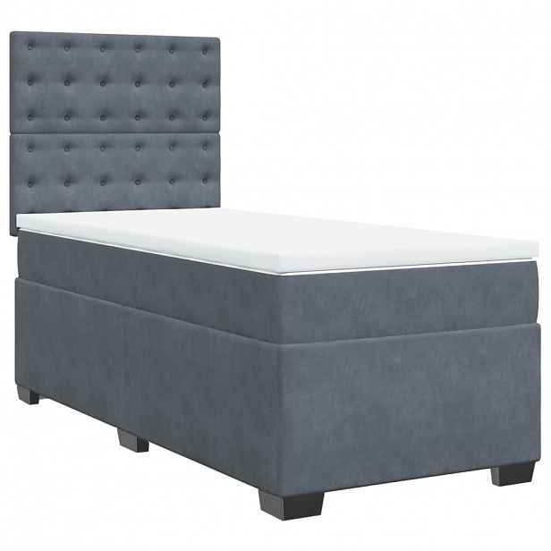 vidaXL Box spring postel s matrací tmavě šedá 100x200 cm samet