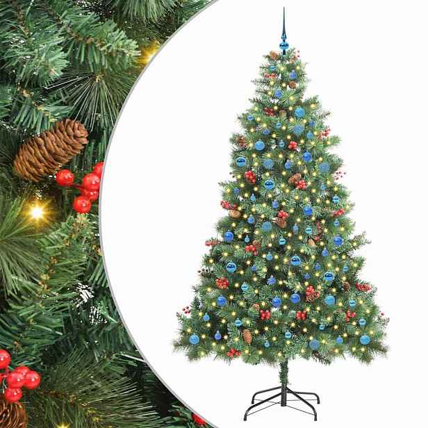 vidaXL Umělý vánoční stromeček 300 LED Teplá bílá PVC a kov Zelená