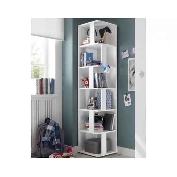 Rohový regál s přihrádkami Corner Shelf, bílý