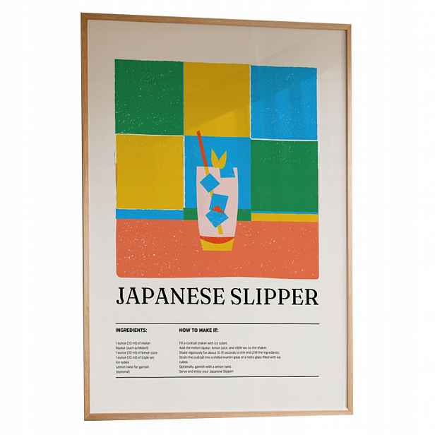 Plakát Japonské Slipper A3 Obraz Drink Kuchyně Bar Rámeček Dřevěný 30x42 cm