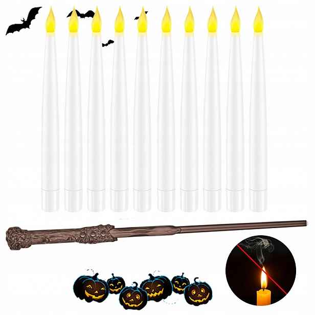 Plovoucí elektronická Led svíčka s kouzelnou hůlkou Halloweenská dekorace