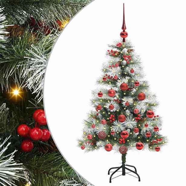 vidaXL Umělý vánoční stromeček Zelená a bílá 120 cm PVC, kov a plast