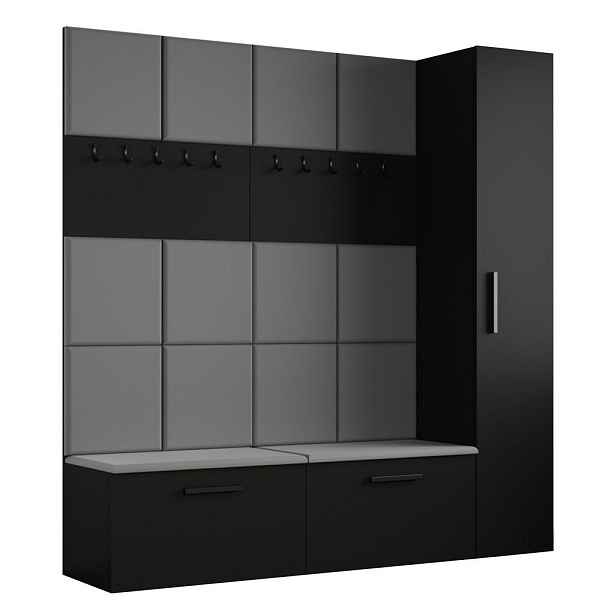 MASSENO MODERNÍ PŘEDSÍŇOVÁ SESTAVA MODULO, 201,2/204/40 cm, černá