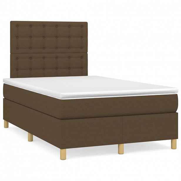 vidaXL Box spring postel s matrací tmavě hnědá 120x200 cm textil