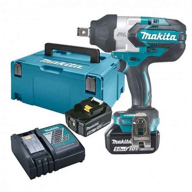 Makita - 18V AKU rázový utahovák, 2x aku 5,0 Ah LXT, nabíječka DTW1001RTJ