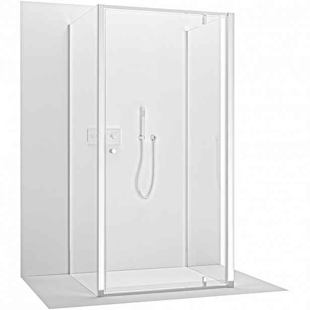 Třístěnný sprchový kout Ferri U L/P - 6 mm - chrom, transparentní sklo - 80x80x195 cm - pivotový