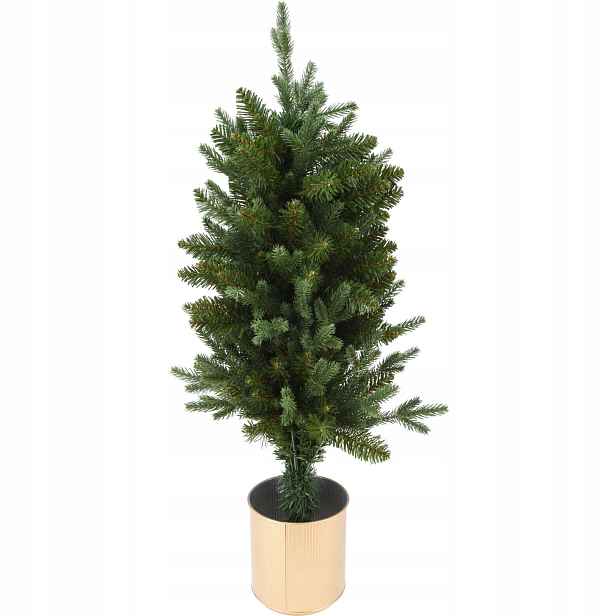Umělý vánoční stromek ve zlatém květináči, 90 cm