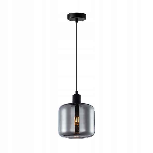 Závěsná lampa Maluna Italux černá, kouřové skleněné stínítko E27 40W