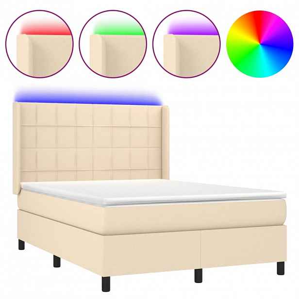 vidaXL LED box pružinová postel s čelo textil