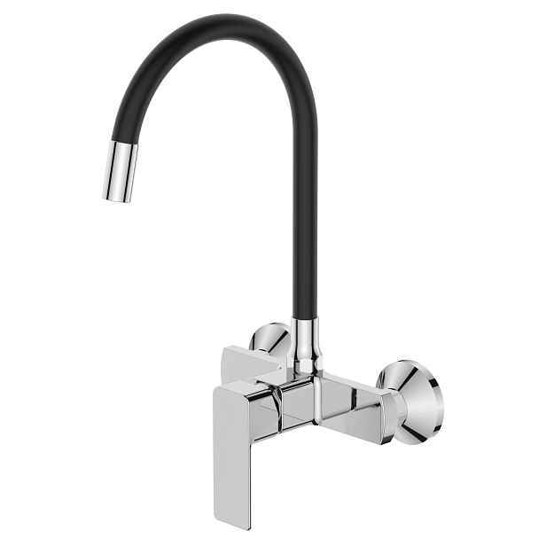 Dřezová baterie nastěnná s flexi výtokem Mixxus Premium Kubus 005 , černá