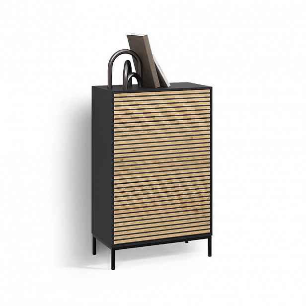 Livinity® KOMODA Aterno Zlatý dub power/antracit 76 x 120 cm s 5 zásuvkami