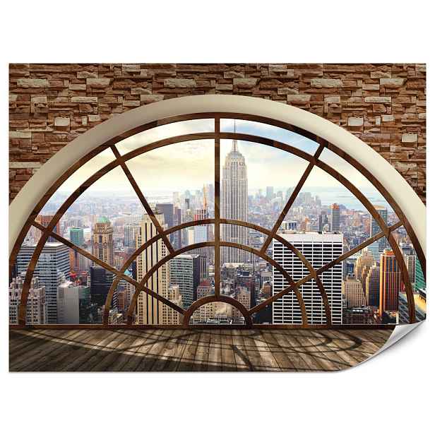 Muralo FOTOTAPETA do Obývacího Pokoje New York Výhled z Okna Panorama Města 250x175