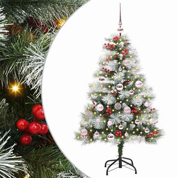 vidaXL Umělý vánoční stromeček Zelená a bílá 120 cm PVC, kov a plast