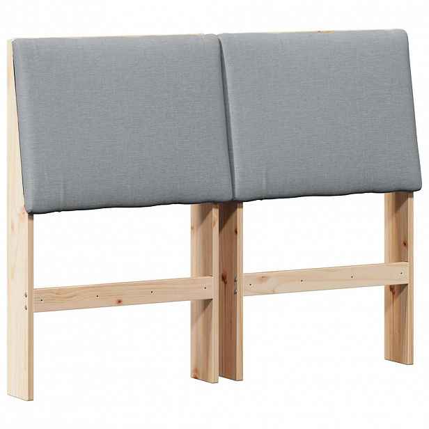 vidaXL Čalouněné čelo postele Světle šedá 120 cm Masivní borové dřevo