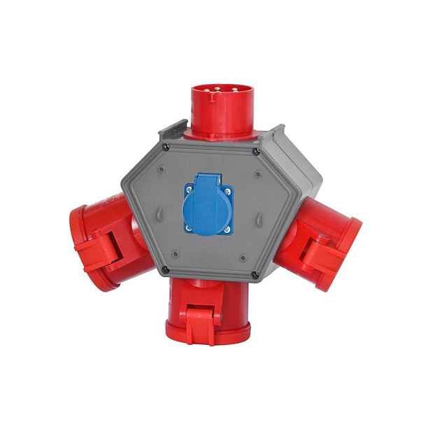 Rozbočka silový konektor 32A/5P gn.3x32A/5P, 230V