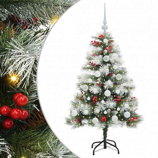 vidaXL Umělý vánoční stromeček Zelená a bílá 120 cm PVC, kov a plast