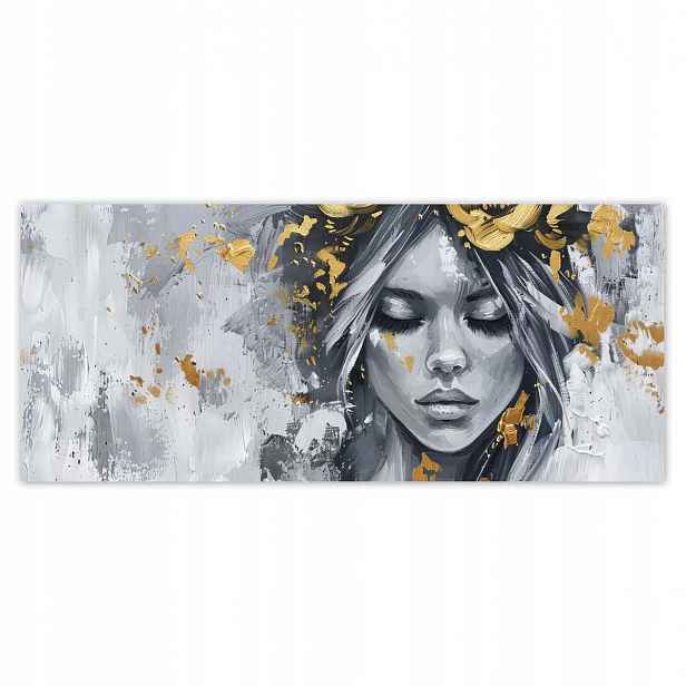 Fototapety 211x91 Žena Abstrakt Zlatá Květina