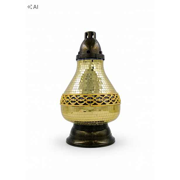Hřbitovní Svíčka na hrob Ilumini Karafa Decor Mozaika na zlatý hřbitov 37 cm