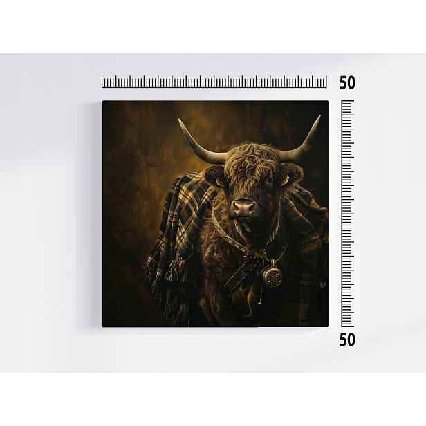 Obraz Na Plátně Canvas Skotská Kráva Highland Skotsko Deka Krata 50x50