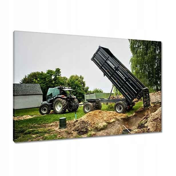 Obrazy 90x60 Černý traktor se sklápěčkou