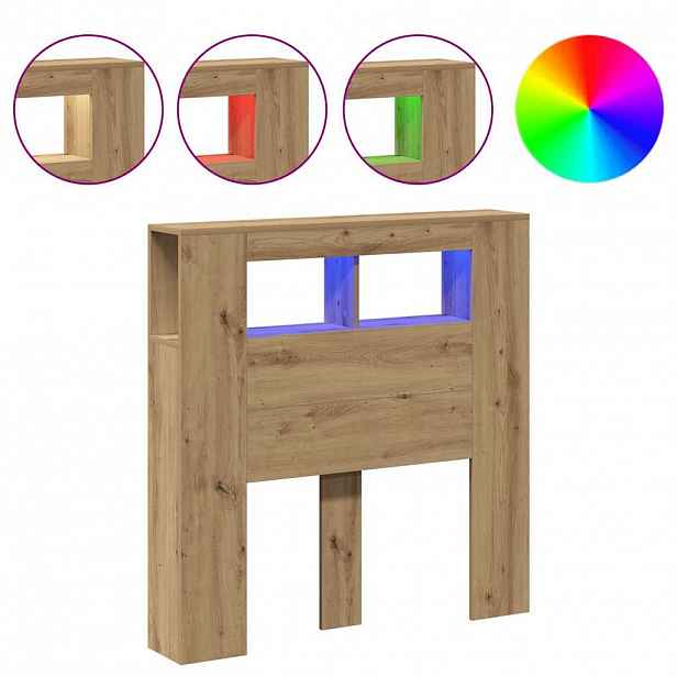 vidaXL Čelo postele LED dub artisan 100x18,5x103,5 cm kompozitní dřevo