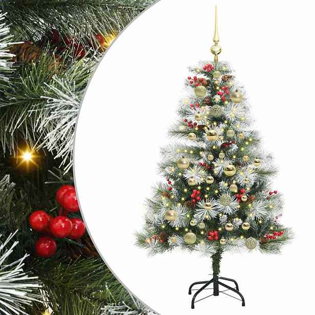 vidaXL Umělý vánoční stromeček Zelená a bílá 120 cm PVC, kov a plast