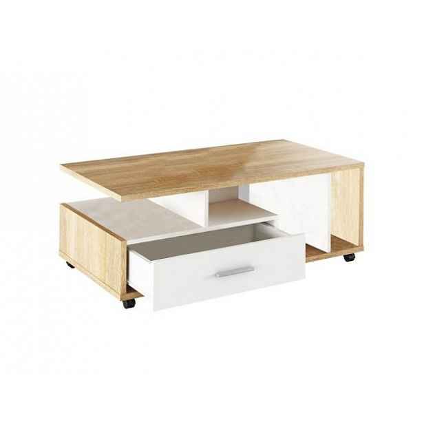 Konferenční stolek DECHEN, bílá/dub sonoma