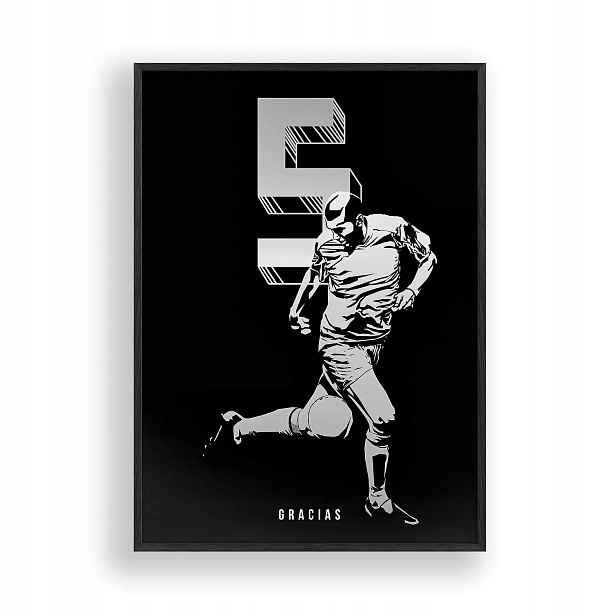 Obraz Zinedine Zidane Gracias Plakát Rámeček Dřevěný Černý 30x42 cm
