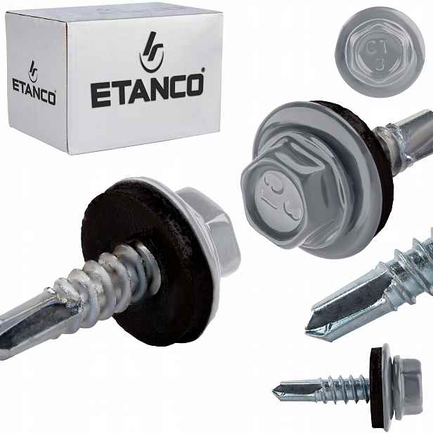 Samovrtné šrouby do kovu 3 mm 4,8 x 19 mm Ral 9006 250 ks Etanco GT3 Z14