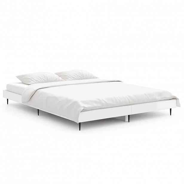 vidaXL Rám postele bílý s vysokým leskem 140 x 190 cm kompozitní dřevo