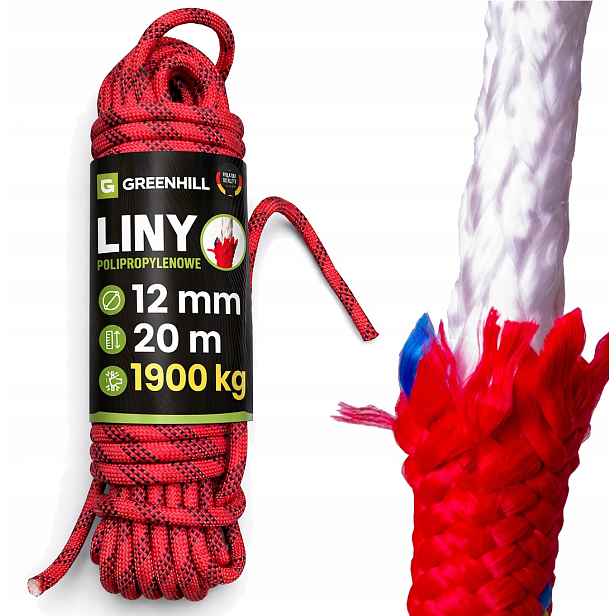 Paracord Silná Polypropylenová Survivalová šňůra 20 m Šňůra 12 mm Survival