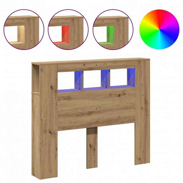 vidaXL Čelo postele LED dub artisan 120x18,5x103,5 cm kompozitní dřevo