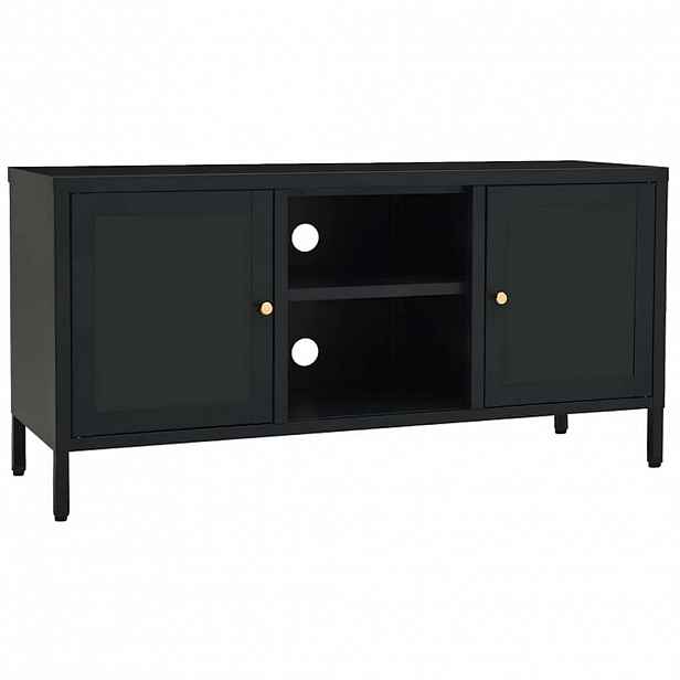 vidaXL TV stolek černý 105 x 35 x 52 cm ocel a sklo