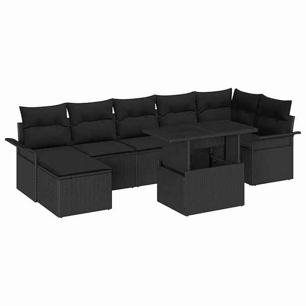 vidaXL Sada zahradních pohovek 8 ks Černá Poly ratan