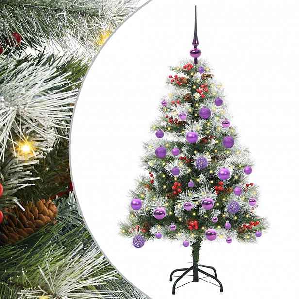 vidaXL Umělý vánoční stromeček Zelená a bílá 120 cm PVC, kov a plast