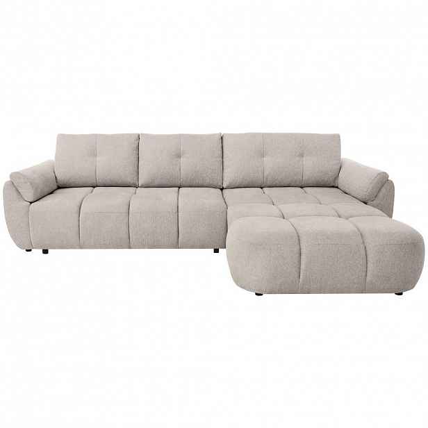 Beautysofa ROHOVÁ POHOVKA Massimo, univerzální rohová rozkládací pohovka 280 cm s funkcí spaní a úložným prostorem, béžová