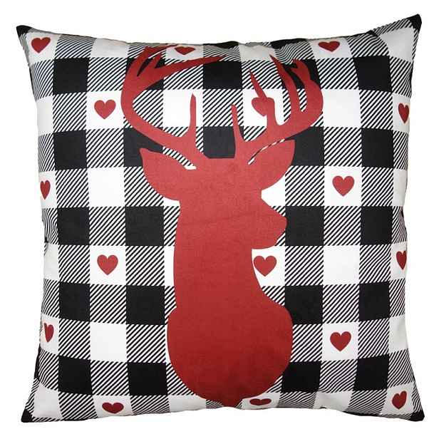 Bílo-červený povlak na polštář s jelenem White&Red Deer - 45*45 cm Clayre & Eef