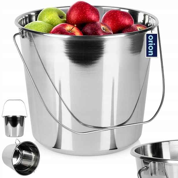 Potravinový nerezový kbelík na potraviny z nerezové oceli, kovový, pro gastronomii, 18 l