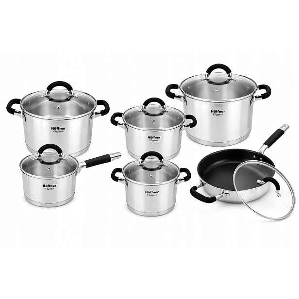 Sada Hrnců Stříbrná 12 El Hoffner Elegance Premium Set Hrnců