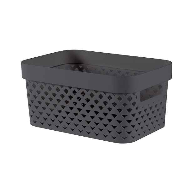 Tmavě šedý plastový úložný box 26x17,5x12 cm Pure – Curver