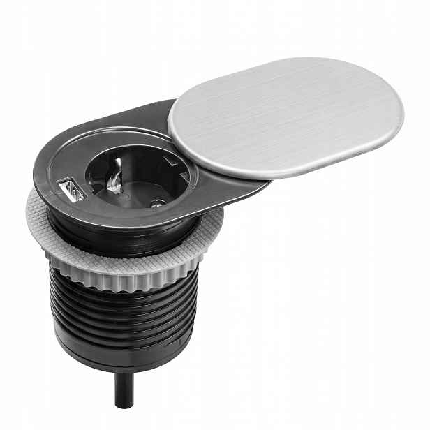 Zabudovatelná nábytková zásuvka 1x 230V Schuko a 1x Usb-a W-72012