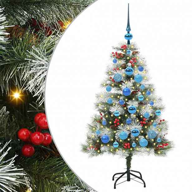 vidaXL Umělý vánoční stromeček Zelená a bílá 120 cm PVC, kov a plast