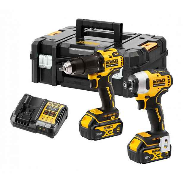 DeWALT - 18V AKU sada příklepové vrtačky a rázového utahováku, 2x aku 4,0 Ah Li-Ion, nabíječka DCK2062M2T