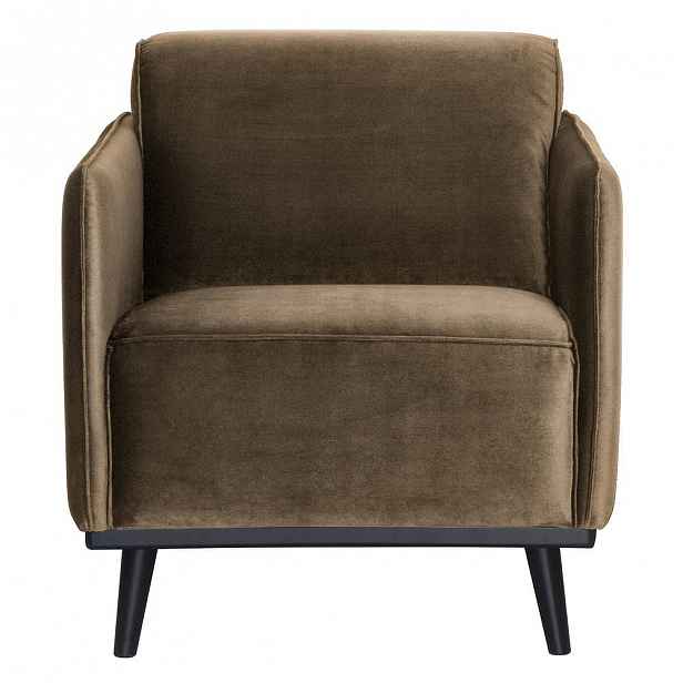 Hnědošedé křeslo BePureHome Velvet
